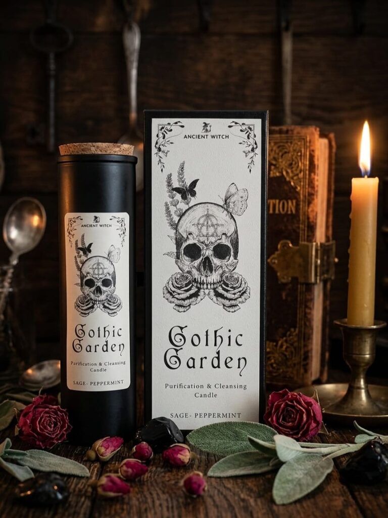 Candela Rituale "Gothic Garden" – Pulizia e Rinnovamento – salvia + menta piperita.