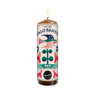 Velón “Palo Santo” (candela ritualizzata di purificazione + calma + fortuna).
