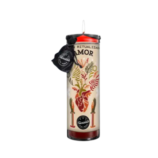 Velón ritualizzato “Amor” (candela per amore, attrazione, dolcezza e apertura del cuore).